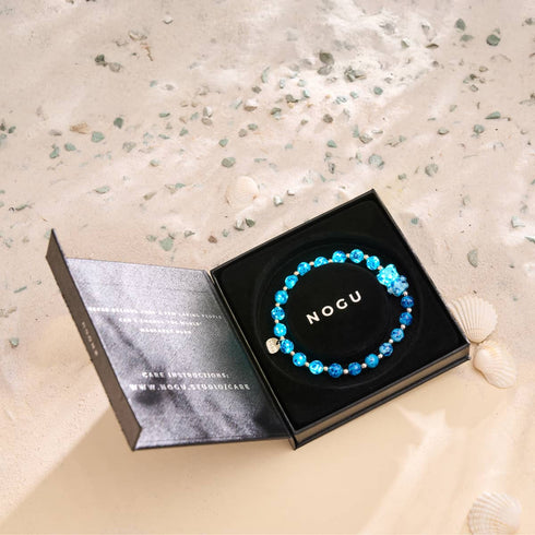 Blue Seaspray | Silver | Firefly Glass Bear Bracelet